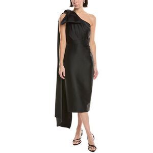 Marchesa Notte Womens  Silk-Blend Midi Dress, Black